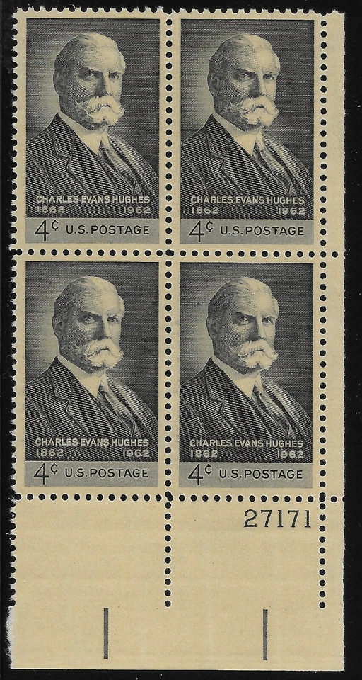 US Scott #1195, Plate Block #27171 1962 Charles Hughes 4c FVF MNH Lower Right - Image 1 of 1