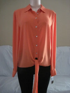 INC International Concepts Lavish INDIAN ORANGE Blouse Top. size 10. NWT. $69. - Picture 1 of 9