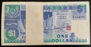 SINGAPORE 1 DOLLAR P-18 A 1987 x 100 Pcs Lot BUNDLE SHIP FISH SATELLITE UNC NOTE - Picture 1 of 4
