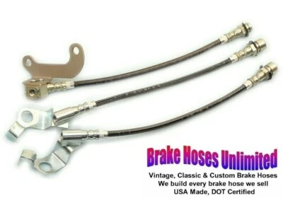 CONJUNTO DE MANGUEIRA DE FREIO INOXIDÁVEL Ford Custom 500, 1967 Early, Disco, sem eixo traseiro WER - Imagem 1 de 2