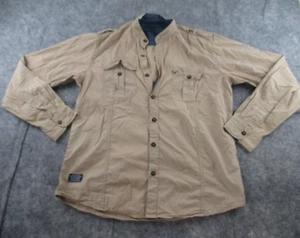 Pepe Jeans Co Shirt Large Cotton Long Sleeve Collared Button Up Beige Khaki - Picture 1 of 14