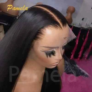 Peluca frontal de encaje HD lisa para usar cabello humano pre depilada sin pegamento - Imagen 1 de 10