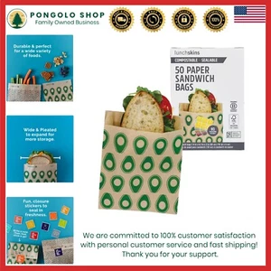 Compostable Food Storage Bags Eco-Friendly Recyclable Resealable Set of 50 - Picture 1 of 6