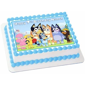 EDIBLE Bluey and Bingo Cake Topper Wafer Paper Image Birthday Decoration 8x10.5" - Picture 1 of 1