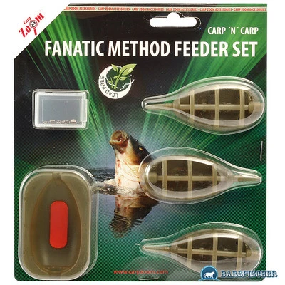 CARPZOOM INLINE METHOD FEEDER SET, KOMPLETTSET MIT FUTTERKÖRBE 20-25-30g + FORM + WIRBEL