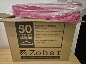 ZOBER Velvet Hangers 50 Pack - Heavy Duty Pink Hangers for Coats, Pants & Dress - Picture 1 of 3