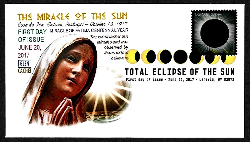 USA SCOTT #5211, GLEN DCP FDC COVER TOTAL ECLIPSE OF THE SUN & MIRACLE OF FATIMA - Image 1 of 1