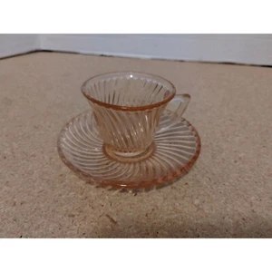 Federal Glass DIANA Pink Demitasse Cup and Saucer - Picture 1 of 4