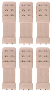 6er Set BH-Verlängerung 2 Haken mit Gummizug nur beige kostenloser Versand - Bild 1 von 3