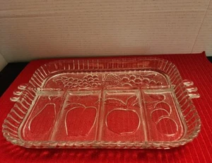 Vintage Indiana Clear Glass Divided 5 Section Serving Relish Fruit Tray Platter - Picture 1 of 10