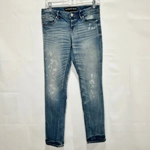 Express Stella Woman’s Jeans sz 2 Skinny Low Regular Medium Wash Distressed Fade - Picture 1 of 9