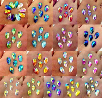 Hágalo usted mismo 200 piezas 18*11 mm parte posterior plana AB acrílico costura por goteo estrás botón/artesanía Foto 1 de 3