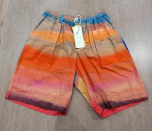 $795 Mens MARNI Ombre Striped Poplin Shorts Red/Multi 50 US 34 - Picture 1 of 8