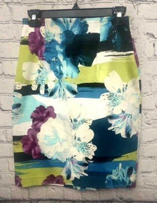 Falda Worthington Mujer 4 Floral Recto Lápiz Acuarela Arte Pascua Primavera Foto 1 de 4