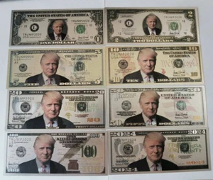 8 Scheine/USA Trump/ Dollar Banknoten/ Silberfolie mit Farbe - Bild 1 von 3