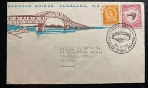 1959 Auckland New Zealand First Day Cover To Chatham Canada Harbour Bridge 1 - Picture 1 of 2