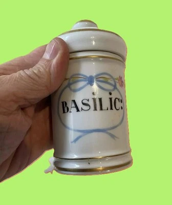 petit pot à pharmacie ancien " BASILIC: ". - Photo 1/4