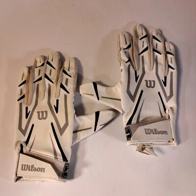 Guantes receptores de fútbol americano Wilson blancos/negros adultos PEQUEÑOS Foto 1 de 4