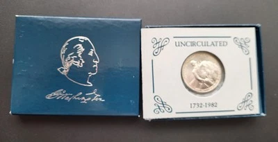 1982 D Unc George Washington US Commemorative Silver Half Dollar With Box & COA - Image 1 of 4