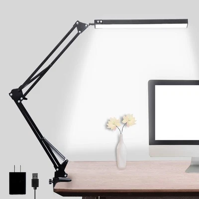 LED Desk Lamp, Adjustable Swing Arm Lamp with Clamp, Eye-Caring Reading Light... - Image 1 of 4