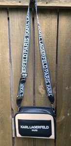 Neue unbenutzte KARL LAGERFELD PARIS Maybelle Logo Umhängetasche Handtasche NATUR/SCHWARZ - Bild 1 von 14