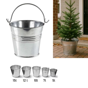Cubo de metal galvanizado 5L-15L cubo de zinc con asa inoxidable jardín construcción hogar - Imagen 1 de 11