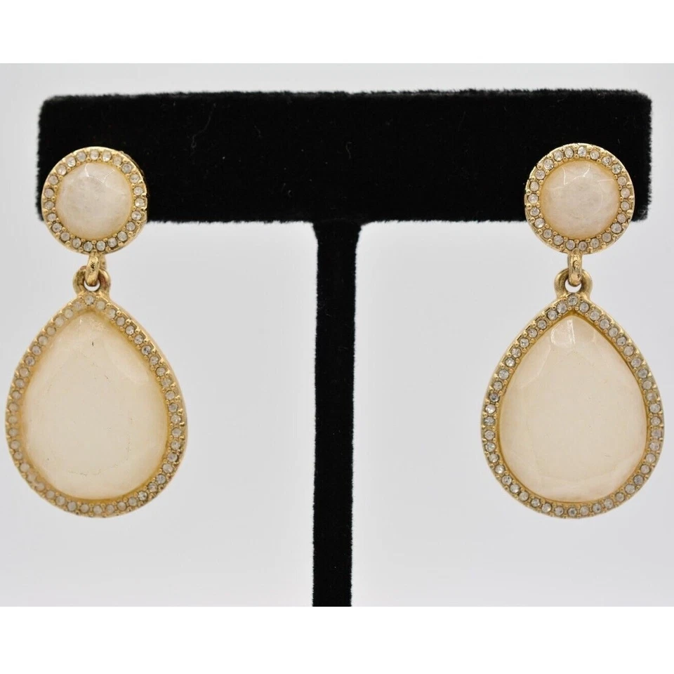 Pendientes colgantes Banana Republic cristal blanco facetado oro grueso BinAK Foto 1 de 4