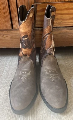 Ciervos Ciervos Botas de Vaquero Niños 3M Camufladas Marrón Granja Occidental Nuevas Foto 1 de 4