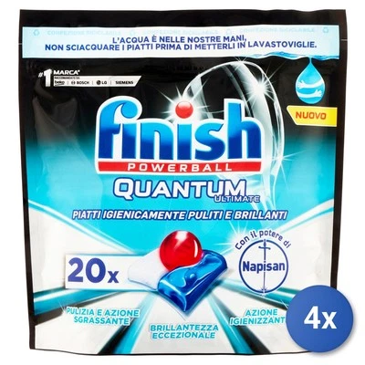 4x Finish Tabs Lavastoviglie 20 Pz. Quantum Napisan Foto 1 de 3