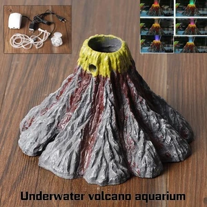 Underwater LED Lighting Bubble Volcano Aquarium Ornament Fish Tank Decor Rock - Picture 1 of 8