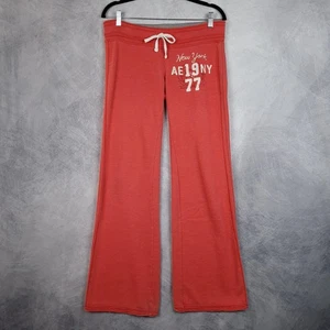American Eagle Y2K Sweatpants Womens Small Coral Fleece Low Rise Wide Leg - Picture 1 of 23