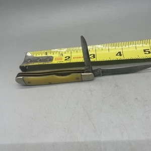 Vintage Ster USA Made UTICA CUTLERY  . W BLADE KNIFE. YELLOW .  (31 - Picture 1 of 9