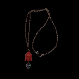 "Collar ajustable artesanal ojo de tigre de Buda rojo 20"""  - Imagen 1 de 4