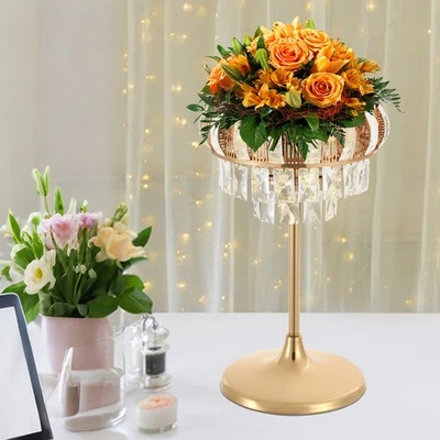 Gold Hochzeiten Blumenhalter Kristallvasen Blumenstand Mittelstück Metallständer - Bild 1 von 4