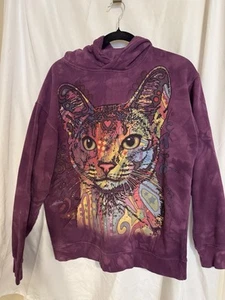 The Mountain Purple Pullover Hoodie Multicolor Cat Face Print Size S - Picture 1 of 6