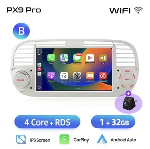 AWESAFE Wireless CarPlay Android AutoRadio FIAT 500 (07-15)  Bianco +Retrocamera - Imagen 1 de 4