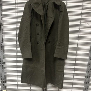 Vintage WWII Military Heavy Wool Trench Overcoat Fits LIKE S To. M Army Jacket - Picture 1 of 17