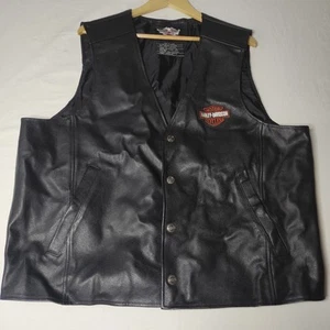 Chaleco de cuero negro Harley Davidson 2XL para motocicleta nuevo sin etiquetas - Imagen 1 de 8
