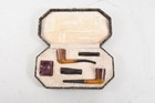 Q15T63- Art Deco Pfeifen u Zigarettenspitzen Set im Etui ua Bernstein 