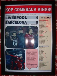 Liverpool 4 Barcelona 0 - Champions League Halbfinale 2019 - gerahmter Druck - Bild 1 von 2