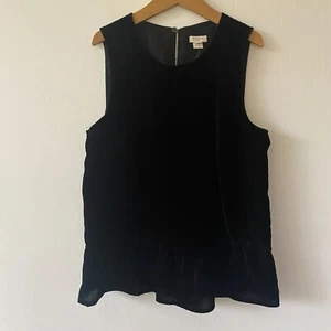 J.Crew Sleeveless Blouse Womens Size 4 Black Velvet Peplum Hem NWT Keyhole Neck - Picture 1 of 10