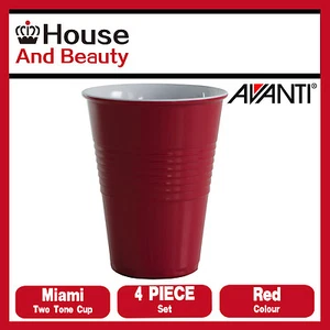 NEW 4 x Avanti - Miami Melamine 400ml Two Tone Cup Red X 4 Piece Set - Picture 1 of 3