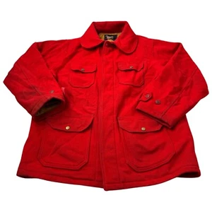 Vtg 1950’ Woolrich Coat Mens Large L Red Wool Button Front USA Hunting Jacket - Picture 1 of 15