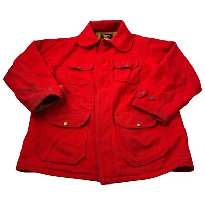 Vtg 1950’ Woolrich Coat Mens Large L Red Wool Button Front USA Hunting Jacket - Image 1 of 4