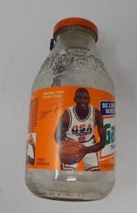 Michael JORDAN 1992 Glass Gatorade Bottle Empty Nike NBA Bulls Orange - Picture 1 of 6