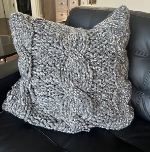 Pottery Barn Colossal Handknit pillow covers 24 x 24", heathered black Set Of 2 - Picture 1 of 7