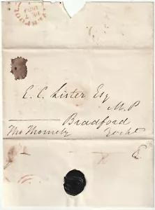 1839 DEC 7 LIVERPOOL GRATIS IN UNIFORME 4d POST THOMAS THORNLEY TO E LISTER MP YKS - Foto 1 di 1