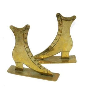 Antique militaria WW1 TRENCH ART pair of brass shoes boots ornaments - Picture 1 of 2
