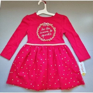 Cat & Jack Holiday Dress Girls XS Red & Gold Kidcore Polkadot Barbiecore NEW - Picture 1 of 6