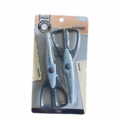 2 Scissors Pinking Shears Majestic Edging 6.5" 2.5" Blade Zig Zag Scallop Paper - Image 1 of 3